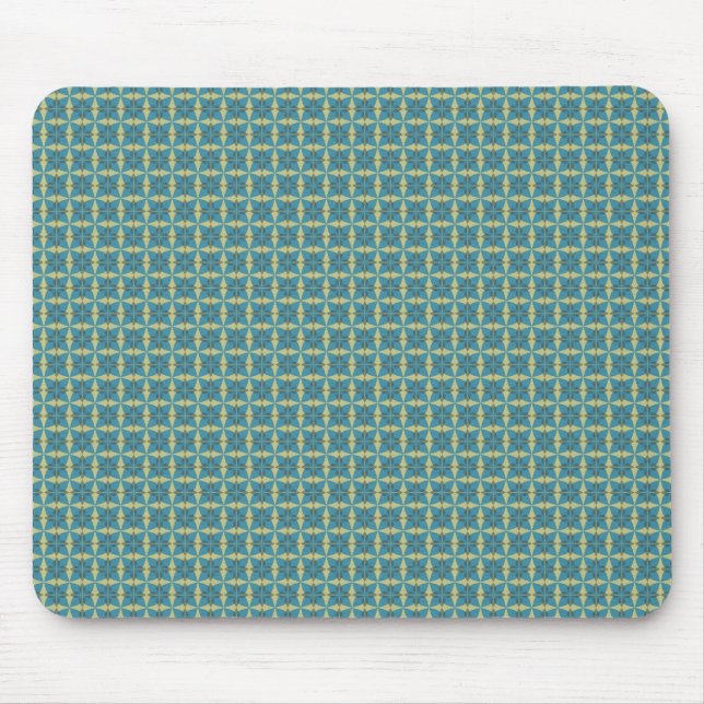 Einfaches Blätter-Muster in Blau Mousepad (Vorne)