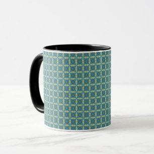 Einfaches Blätter-Muster in Blau Tasse