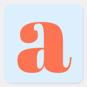 Einfaches Blau Orange Fett Retro Monogramm Anfangs Quadratischer Aufkleber