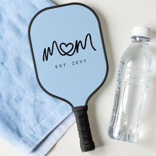 Einfaches Blau Süßes Herz Schriftzug Mom Gegründet Pickleball Schläger