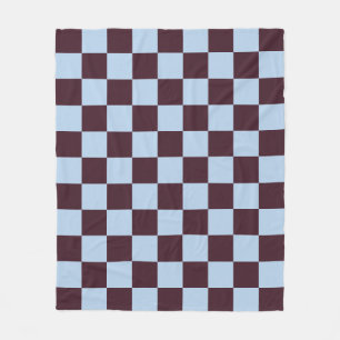 Einfaches Blau und Burgunder Chic Schachbrettmuste Fleecedecke