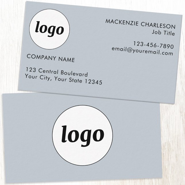 Einfaches Blau von Logos und Textvorlagen Visitenkarte (Logo and custom text professional business card)