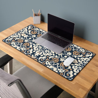 Einfaches Blau-Weiß-Batik-Muster Schreibtischunterlage