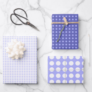 Einfaches Blau-Weiß-Punkte-Muster Geschenkpapier Set