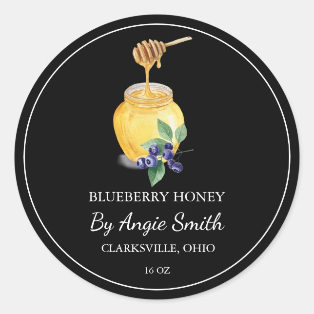 Einfaches Blaubeer-Infusionshonig-Label Runder Aufkleber (Vorderseite)