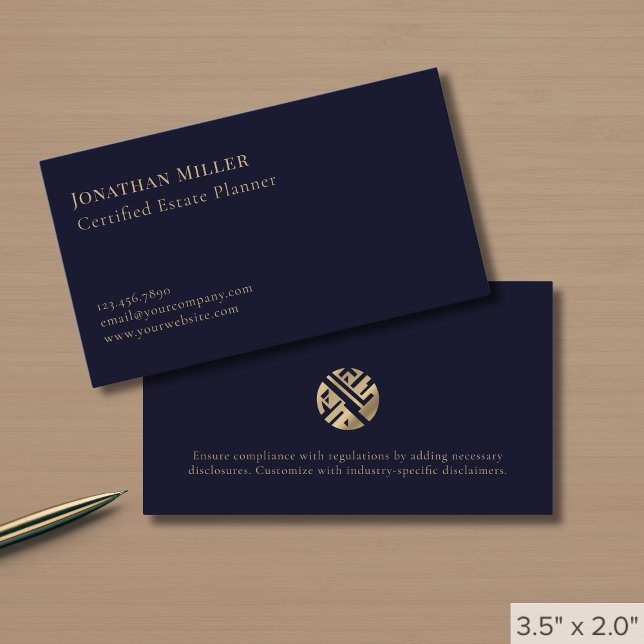 Einfaches blaues Gold-Logo für Navy Visitenkarte (Von Creator hochgeladen)