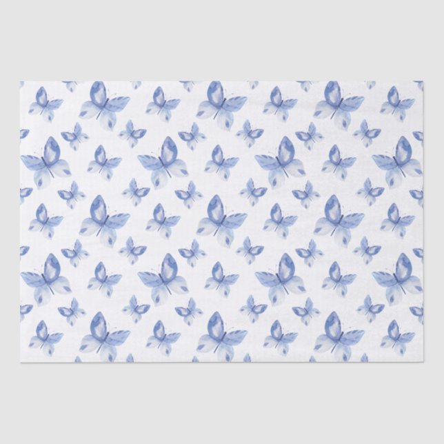 Einfaches blaues Schmetterlingsmuster Seidenpapier (Vorderseite)