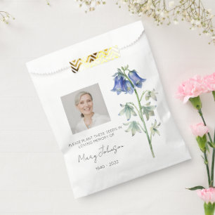 Einfaches Blauglöckchen-Foto-Trauer-Samen Geschenktütchen