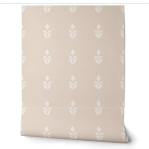Einfaches Blockdrucken Blumenerbe Rosa und Beige Tapete