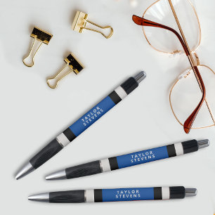 Einfaches Blue Black Color Block mit Namen Kugelschreiber