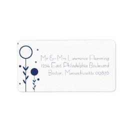 Einfaches Blue Floral Dot Modern UAWG Address Labe Adressaufkleber