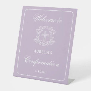 Einfaches Blumenkreuz auf Lilac-Bestätigung Willko Sockelschild