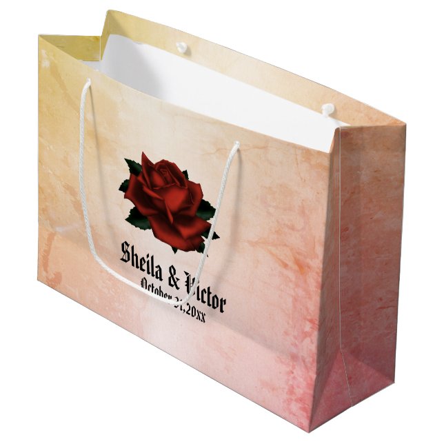 Einfaches Blumenmuster auf Peach Große Geschenktüte (Vorderseite Schrägansicht)