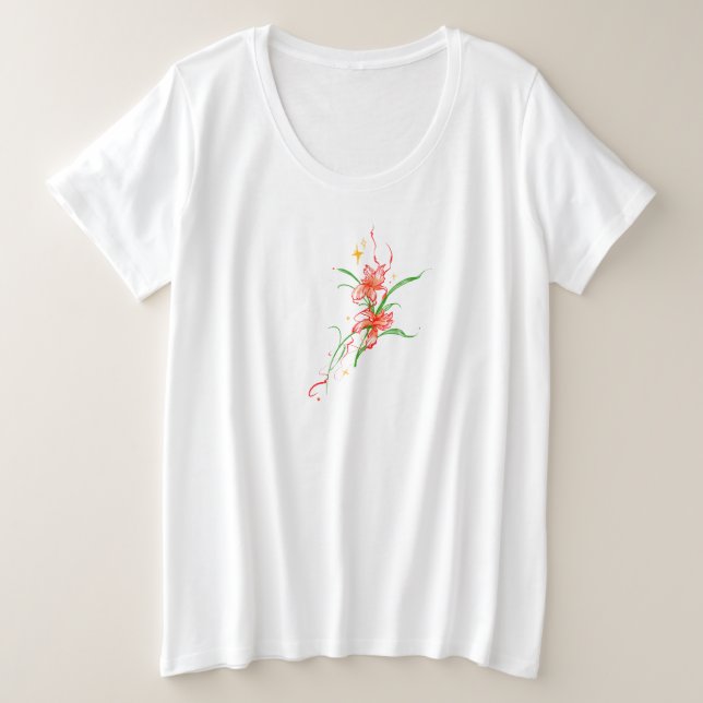 Einfaches Blumenmuster Große Größe T-Shirt (Design vorne)