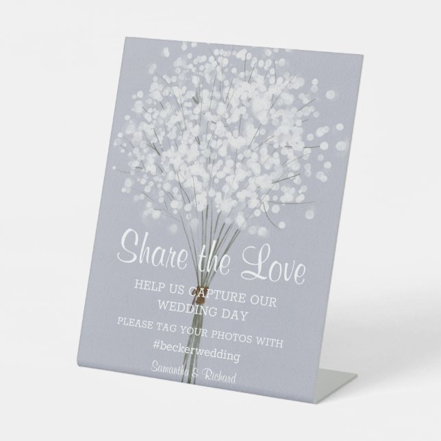 Einfaches Blumenstrauß-Hochzeitplakatzeichen Sockelschild (Vorderseite)