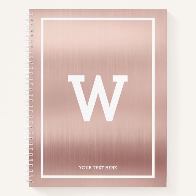 Einfaches Blush Pink Initial Monogram Sketchbook Notizbuch (Vorderseite)