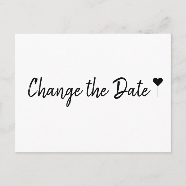 Einfaches Bohemisches Skriptweiß Ändern des Datums Postkarte (Vorderseite)