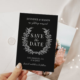 Einfaches böhmisches schwarzes blumengeschmücktes  einladung