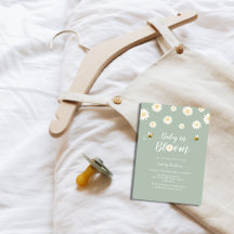 Einfaches Boho Green Daisy Baby in Blütendusche