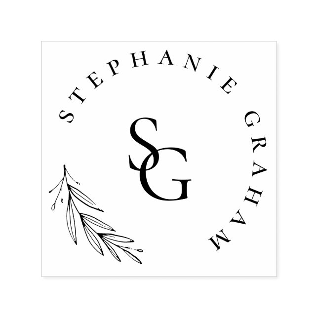 Einfaches botanisches Firmenlogo | Monogramm-Initi Permastempel (Design)