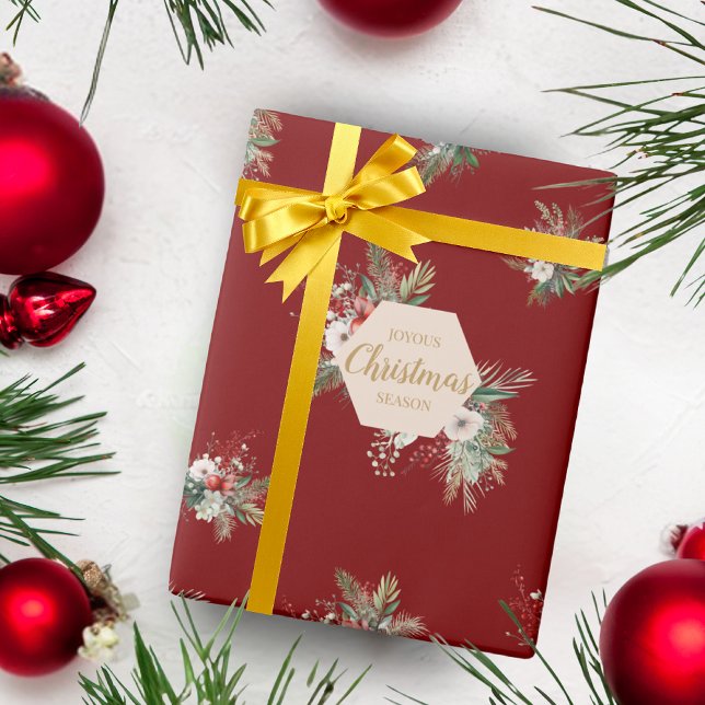 Einfaches botanisches Gruß in Wasserfarbe Rot Geschenkpapier (Von Creator hochgeladen)