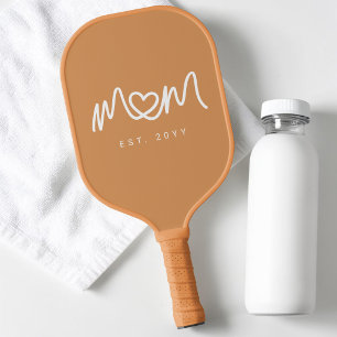 Einfaches Braun Süßes Herz Schriftzug Mom Gegründe Pickleball Schläger