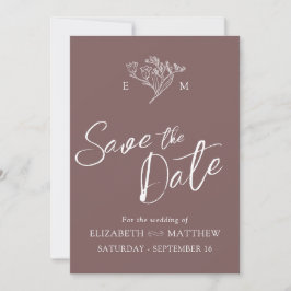 Einfaches, braunes Foto der Wildblume Save The Date