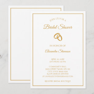 Einfaches Brautparty von White and Gold Wedding Ri Einladung