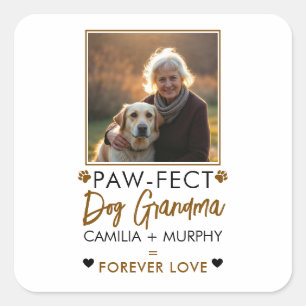 Einfaches Brown & Black Text Dog Oma Foto Quadratischer Aufkleber