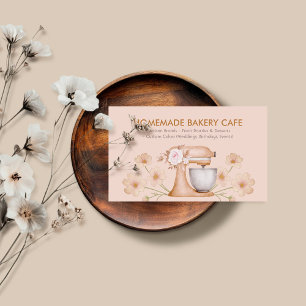 einfaches Brown Floral Cake Bäckerei Visitenkarte