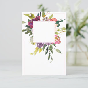 Einfaches Budget-Bordeaux- und violettes florales  Einladung