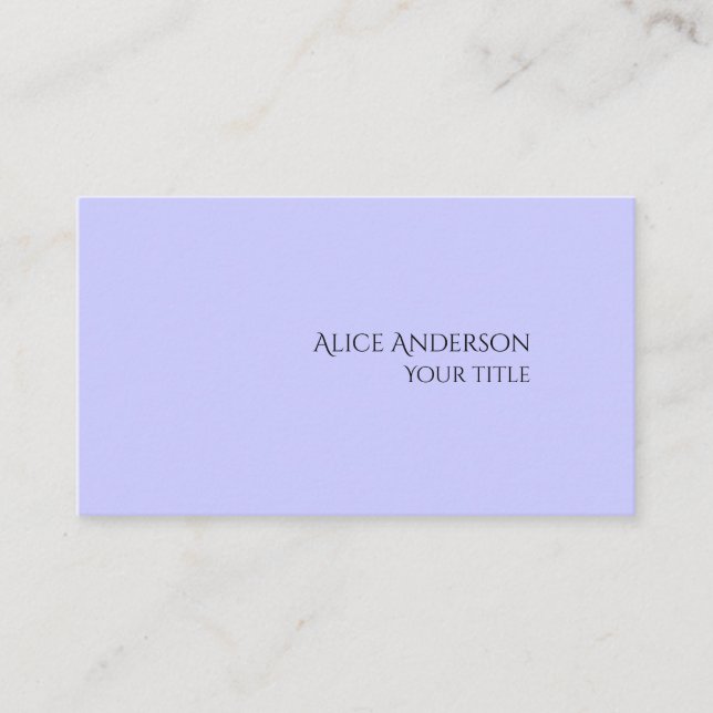 Einfaches Budget Einfarbiges modernes Periwinkle Visitenkarte (Vorderseite)