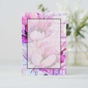 Einfaches Budget Hochzeit lila Tulpen Einladung