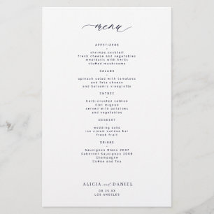 Einfaches Budget-Hochzeitsmenü in Mitternachtsnavy Flyer
