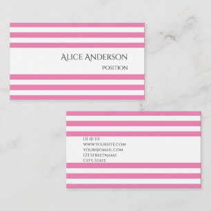 Einfaches Budget Rosa Streifen Geometrisch Chic Visitenkarte