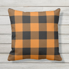 Einfaches Buffalo Kariert Orange- und Schwarz-Thro Kissen