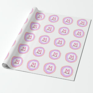 Einfaches buntes Glitter-Funkeln-Add-Name-Monogram Geschenkpapier
