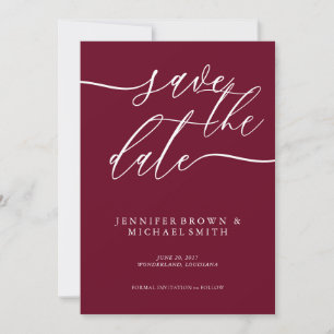 Einfaches burgunder-rot Special Date Script Save The Date