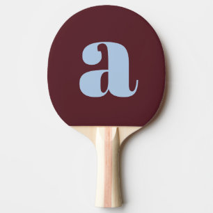 Einfaches burgunderblaues, fettes, retro Monogramm Tischtennis Schläger