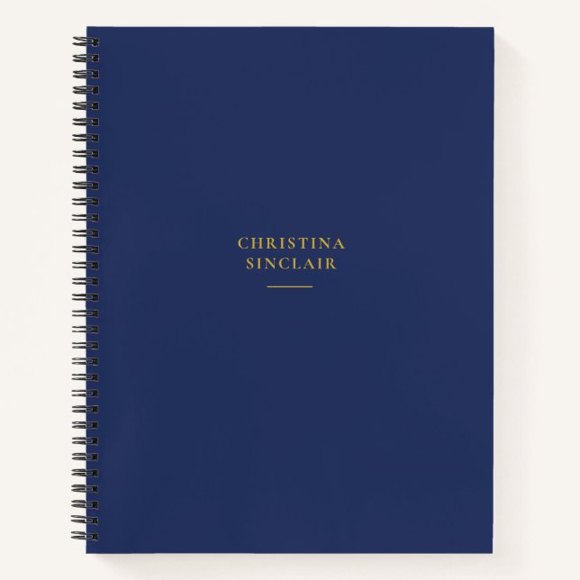 Einfaches Business Beruflich Navy Blue Gold Spiral Notizbuch (Vorderseite)