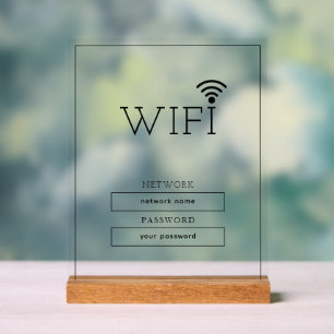 Einfaches Business-Wifi-Passwort und Netzwerk Acrylschild