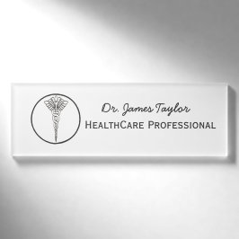 Einfaches Caduceus Symbol Medizinische Gesundheits Namenschild