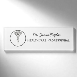 Einfaches Caduceus Symbol Medizinische Gesundheits Namenschild