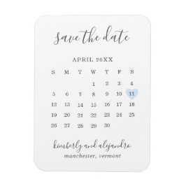 Einfaches Calendar Pastel Blaues Herz Save the Dat Magnet