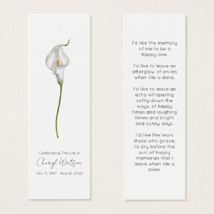 Einfaches Calla-Lilien-Trauer-Lesezeichen