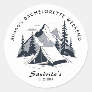 Einfaches Camping Weekend Junggeselinnen-Abschied Runder Aufkleber