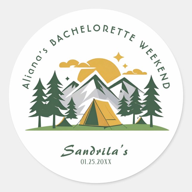 Einfaches Camping Weekend Junggeselinnen-Abschied Runder Aufkleber (Vorderseite)