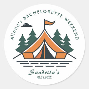 Einfaches Camping-Wochenende Junggesellinnenabschi Runder Aufkleber