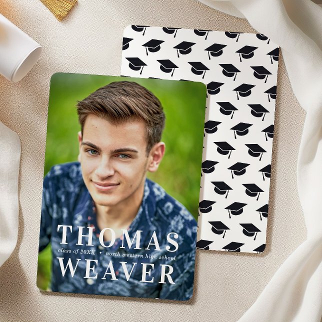 Einfaches Cap-Muster mit Name und Foto-Abschluss Ankündigung (Von Creator hochgeladen)