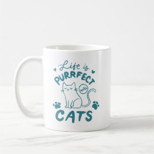 Einfaches Cat Quote Charming Paw Drucken Aquamarin Kaffeetasse